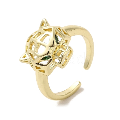 Brass Cubic Zirconia Open Rings RJEW-R141-04G-1