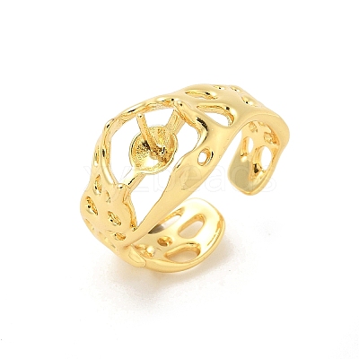 Brass Cup Peg Open Cuff Ring Settings KK-G518-08G-01-1