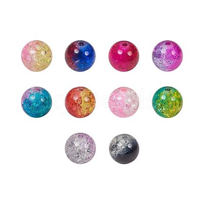 10 Colors Round Transparent Crackle Glass Beads CCG-YW0001-B-1