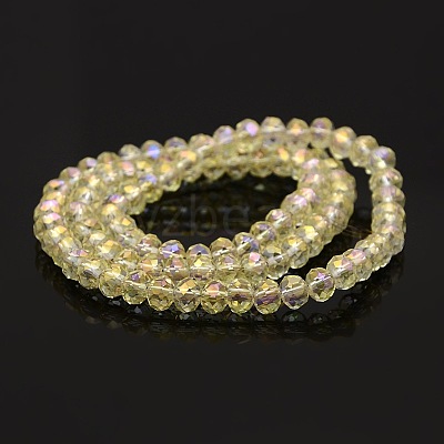 AB Color Plated Faceted Rondelle Electroplate Glass Beads Strands GLAA-A024D-AB15-1