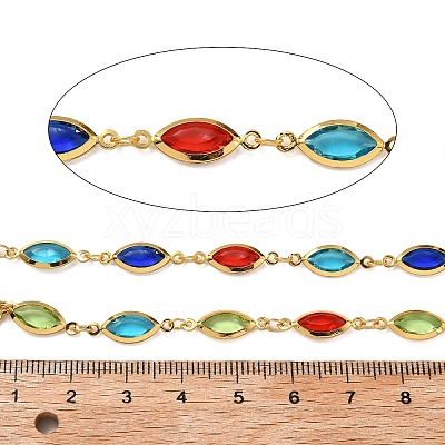 Brass Glass Horse Eye Link Chains CHC-R001-03G-03-1