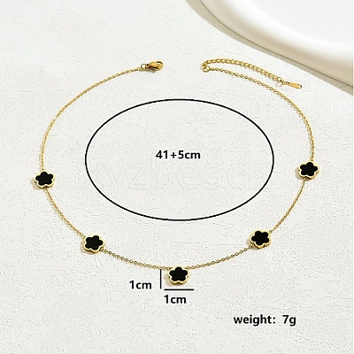 Golden 201 Stainless Steel Flower Pendant Necklace for Women WB0068-3-1