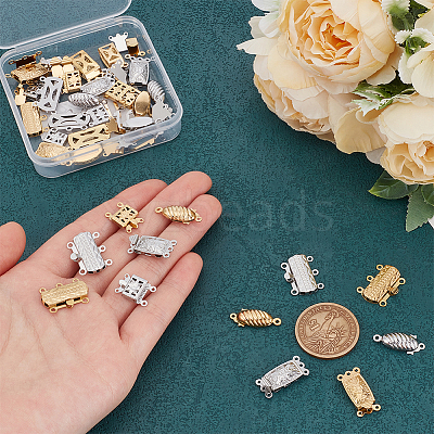 32 Sets 8 Styles Ion Plating(IP) 304 Stainless Steel Box Clasp FIND-PH0020-89-1