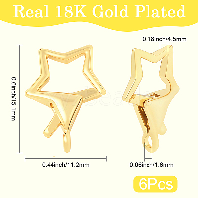 6Pcs Brass Lobster Claw Clasps KK-SC0007-16-1