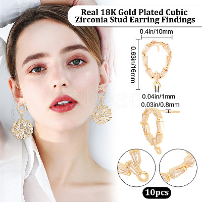 10Pcs Brass Stud Earring Findings KK-BBC0003-71-1
