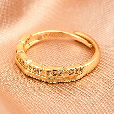 Brass Micro Pave Cubic Zirconia Cuff Rings for Women RJEW-Z113-21G-1