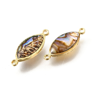Brass Pave Natural Paua Shell Connector Charms LS-KK-E794-01G-09-1