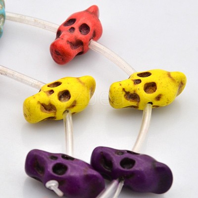 Synthetic Turquoise Skull Beads Strands TURQ-F004-01-1