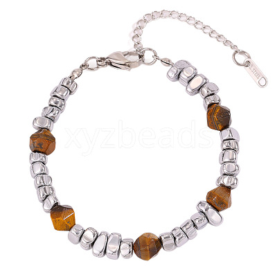 304 Stainless Steel and Acrylic Nuggets Beaded Bracelets for Men WG97E6A-04-1