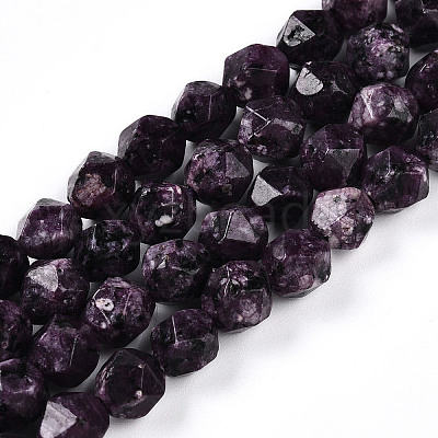 Dyed Natural Sesame Jasper Beads Strands G-T139-8mm-47K-1
