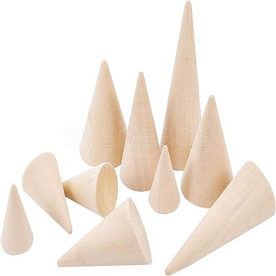 10Pcs 5 Style Wooden Ring Displays RDIS-FG0001-18-1