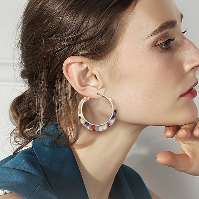 6 Pairs 6 Style Oval & Square & Donut Acrylic Dangle Stud Earrings EJEW-AN0003-36-1