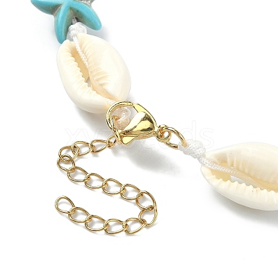 Natural Shell & Synthetic Turquoise Starfish Beaded Necklace with 304 Stainless Steel Clasps NJEW-TA00107-01-1