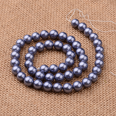 Polished Round Grade A Shell Pearl Bead Strands BSHE-M027-8mm-M-1