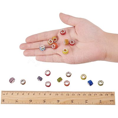 Polymer Clay Rhinestone European Beads CPDL-NB0001-07-1
