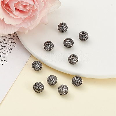 CZ Brass Micro Pave Grade AAA Clear Color Cubic Zirconia Round Beads LS-KK-O065-8mm-05B-NR-1