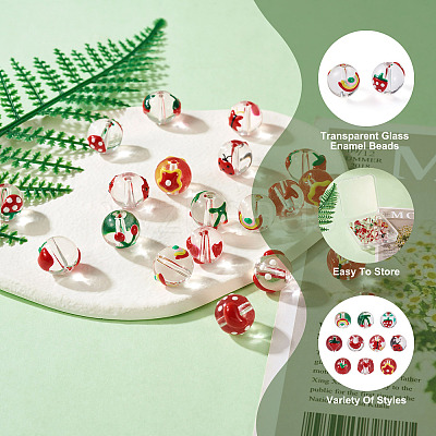 20Pcs 10 Style Transparent Glass Enamel Beads GLAA-KS0001-08-1