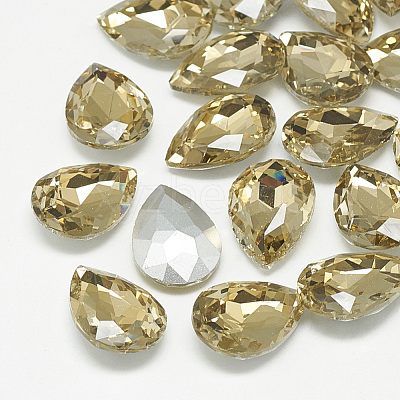 Pointed Back Glass Rhinestone Cabochons RGLA-T081-10x14mm-04-1