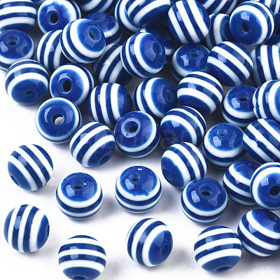 Round Striped Resin Beads RESI-R158-8mm-12-1