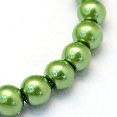 Baking Paint Pearlized Glass Pearl Round Bead Strands X-HY-Q330-8mm-13-1