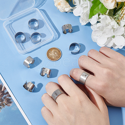 10Pcs 5 Styles 304 Stainless Steel Open Cuff Ring Components STAS-UN0054-83P-1