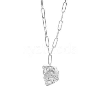 304 Stainless Steel Girl Shape Pendant Necklaces WT7593-2-1