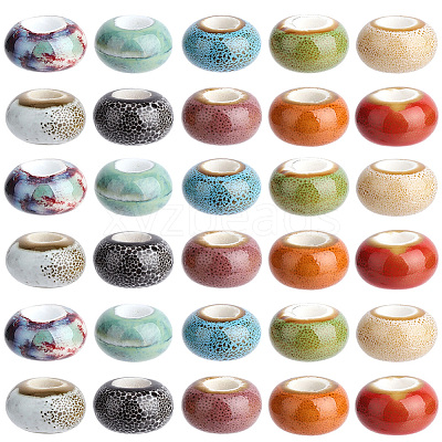 40Pcs 10 Colors Handmade Porcelain Beads PORC-PA0001-34-1