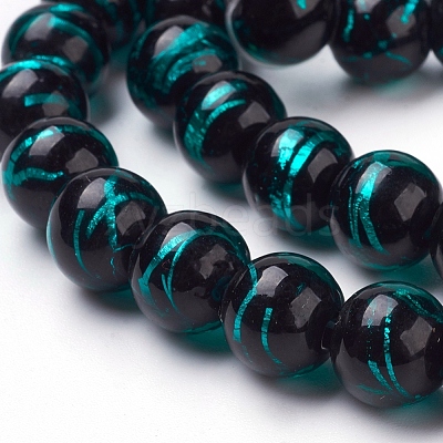 Handmade Silver Foil Lampwork Beads Strands FOIL-L016-C07-1