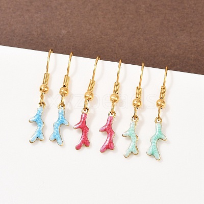 Ocean Series 304 Stainless Steel Enamel Dangle Earrings EJEW-K017-01G-G-1