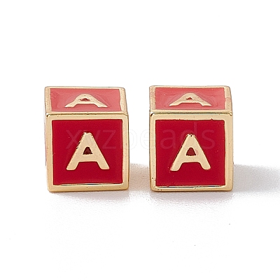 Rack Plating Brass Enamel Beads KK-B060-04G-03A-1