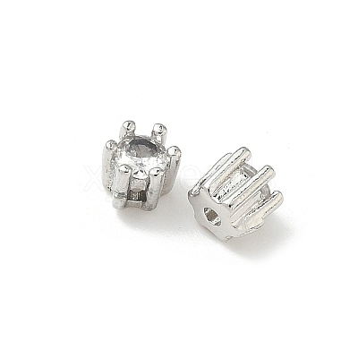 Brass Micro Pave Cubic Zirconia Beads KK-D386-09P-03-1