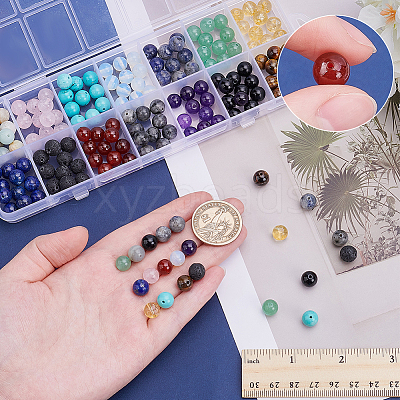 168Pcs 14 Styles Natural & Synthetic Mixed Gemstone Beads Sets G-AR0006-28-1