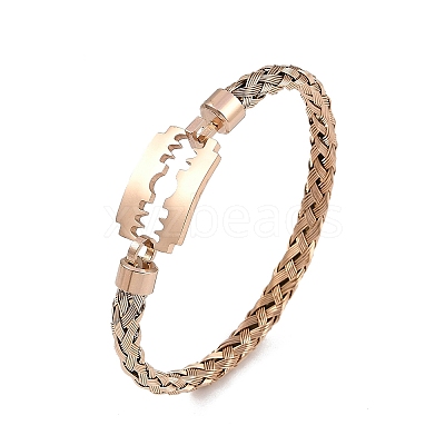 Adjustable Vacuum Plating PVD Vacuum Plating 304 Stainless Steel Bangles BJEW-F476-01RG-1