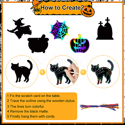 Halloween Rainbow Scratch Paper Art Pendant Decoration Kits DIY-WH20013-22-1