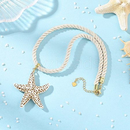 Ocean Spray Painted Opaque Acrylic Starfish Pendant Twisted Nylon Cord Necklaces for Women NJEW-JN06454-1
