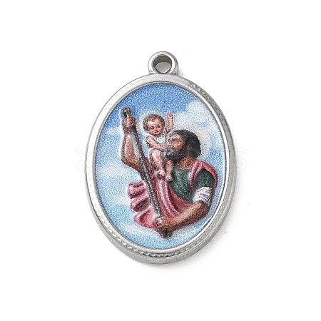304 Stainless Steel Printed Religion Pendants STAS-G387-03P-10-1