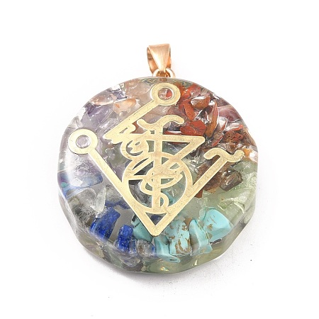 Transparent Resin Pendants RESI-P016-01G-1