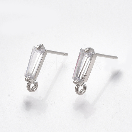 Brass Cubic Zirconia Stud Earring Findings X-KK-S348-349-1