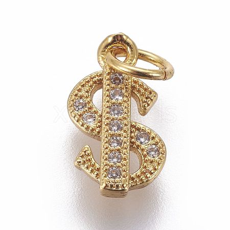 Brass Micro Pave Cubic Zirconia Charms ZIRC-E161-02G-1