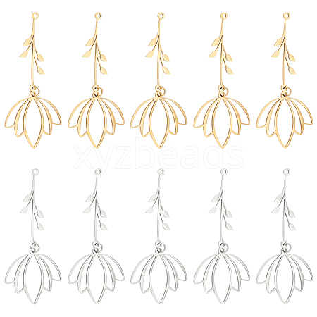 Unicraftale 12Pcs 2 Colors Ion Plating(IP) 201 Stainless Steel Big Pendants STAS-UN0056-60-1