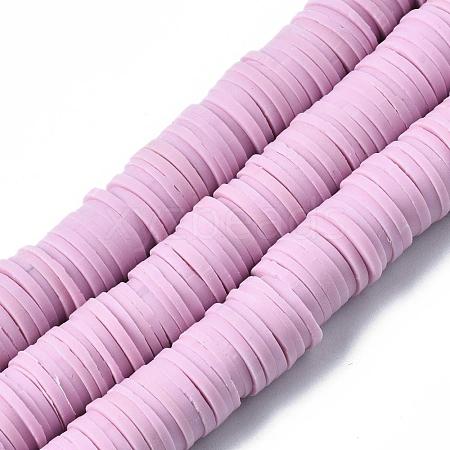 Flat Round Handmade Polymer Clay Beads CLAY-R067-10mm-26-1