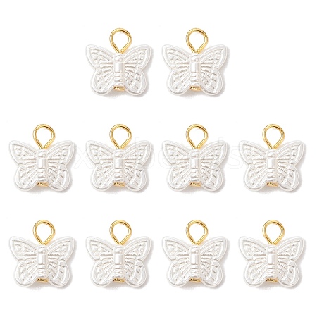 ABS Imitation Pearl Butterfly Charms PALLOY-MZ00846-1