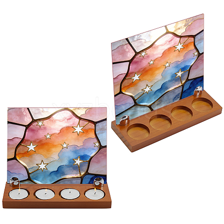 Wood Candle Holder AJEW-WH0455-384-1