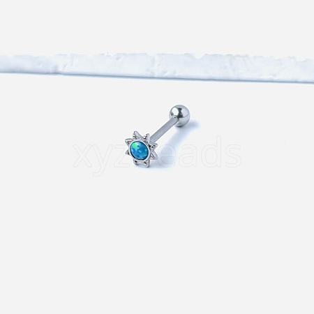 Sun 316L Surgical Stainless Steel with Synthetic Opal Tongue Rings FS-WGFD6E3-14-1