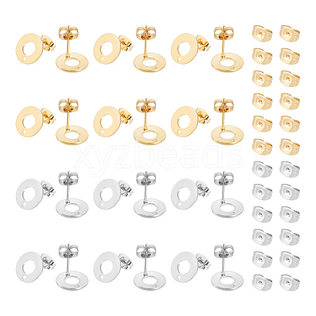 Unicraftale 40Pcs 2 Color 304 Stainless Steel Stud Earring Findings STAS-UN0055-59-1