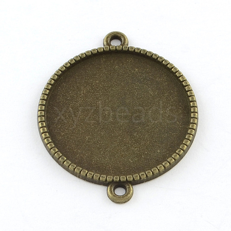 Tibetan Style Alloy Flat Round Cabochon Connector Settings TIBE-Q038-001D-AB-NR-1