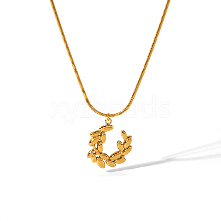 Fashionable New Chinese Style Wheat Stainless Steel Pendant Necklace for Women RC4551-1-1