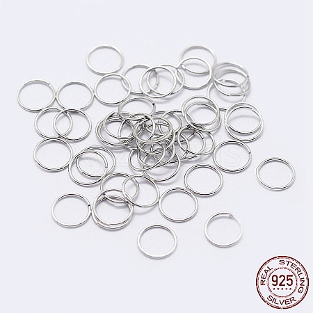 Anti-Tarnish Rhodium Plated 925 Sterling Silver Open Jump Rings STER-F036-02P-1x8mm-1