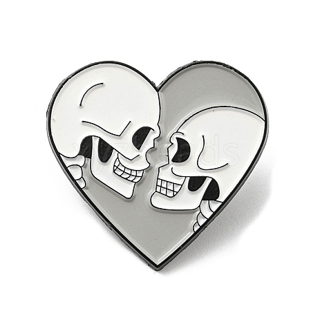 Heart with Skull Lover Enamel Pin JEWB-B006-05E-1