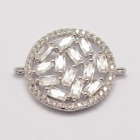 Brass Micro Pave Cubic Zirconia Links ZIRC-G088-03P-1